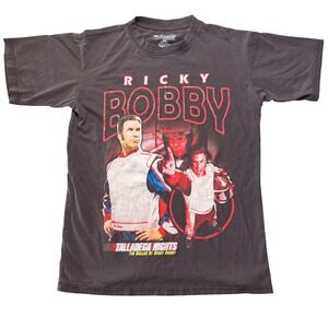 Talladega Nights Ricky Bobby Graphic T-Shirt Mens Medium Faded Black Movie Tee
